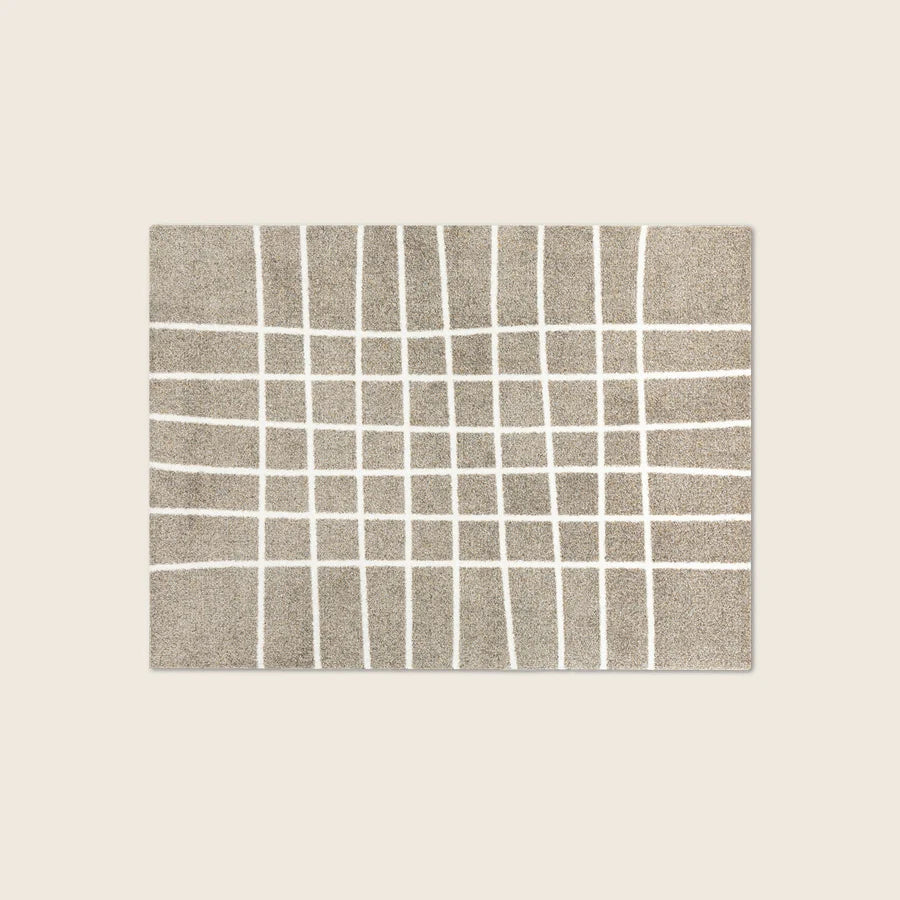 Heymat Hand Doormat in Travertine Beige, recycled PET yarn doormat, Norwegian sustainable design