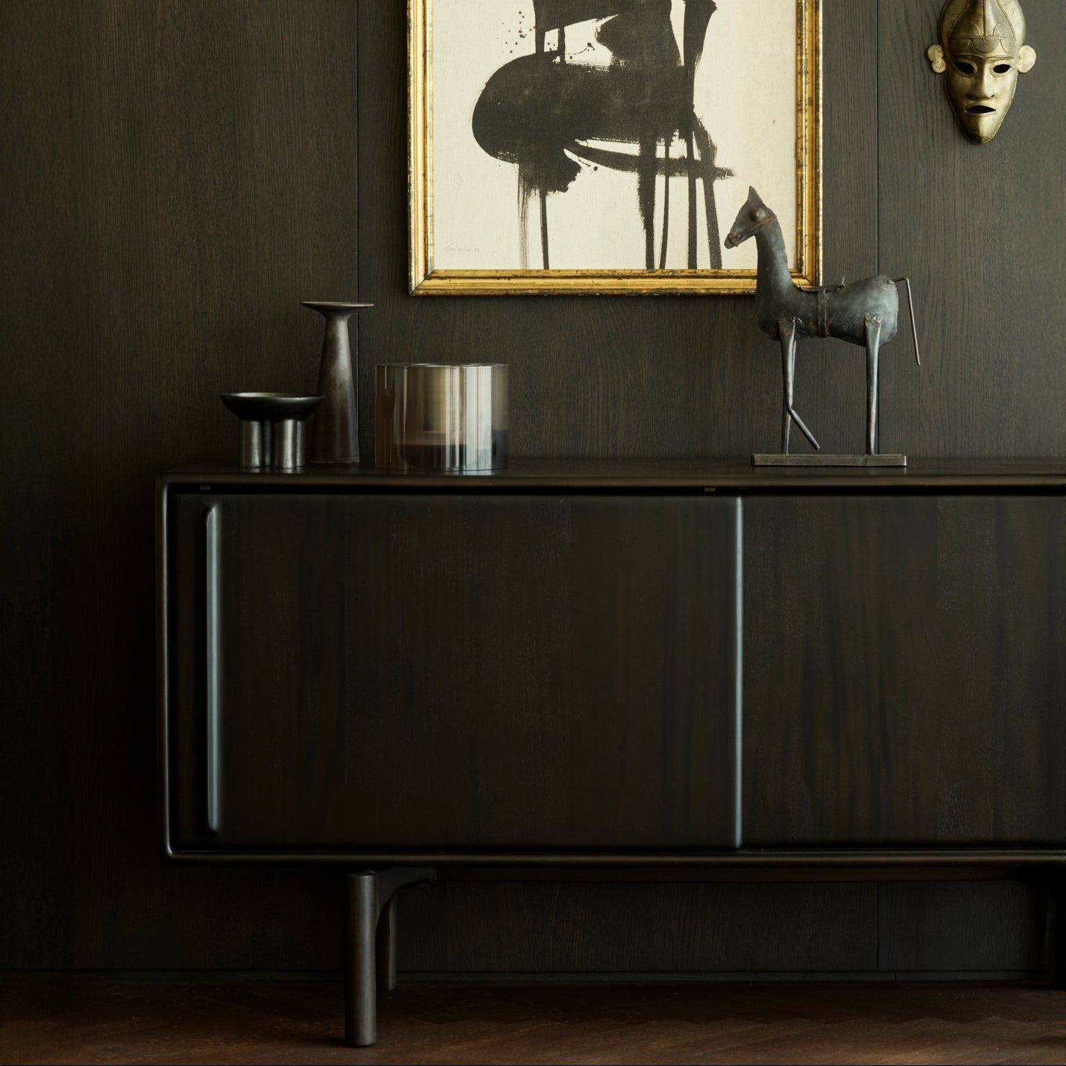 Ethnicraft Flow Sideboard in mahogany, FSC-certified solid mahogany with varnished finish