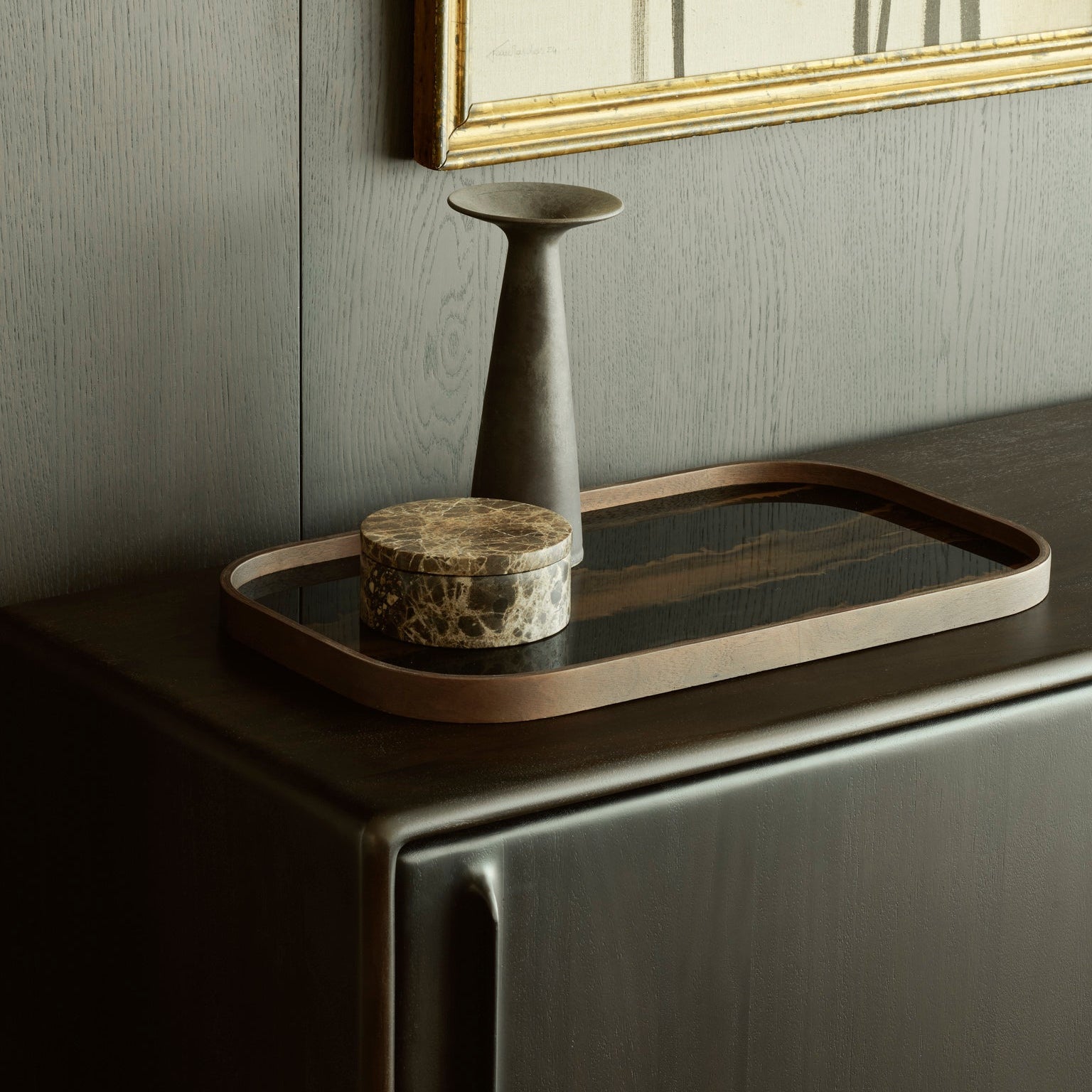 Ethnicraft Organic Valet Tray in mahogany, FSC-certified solid mahogany with varnished finish