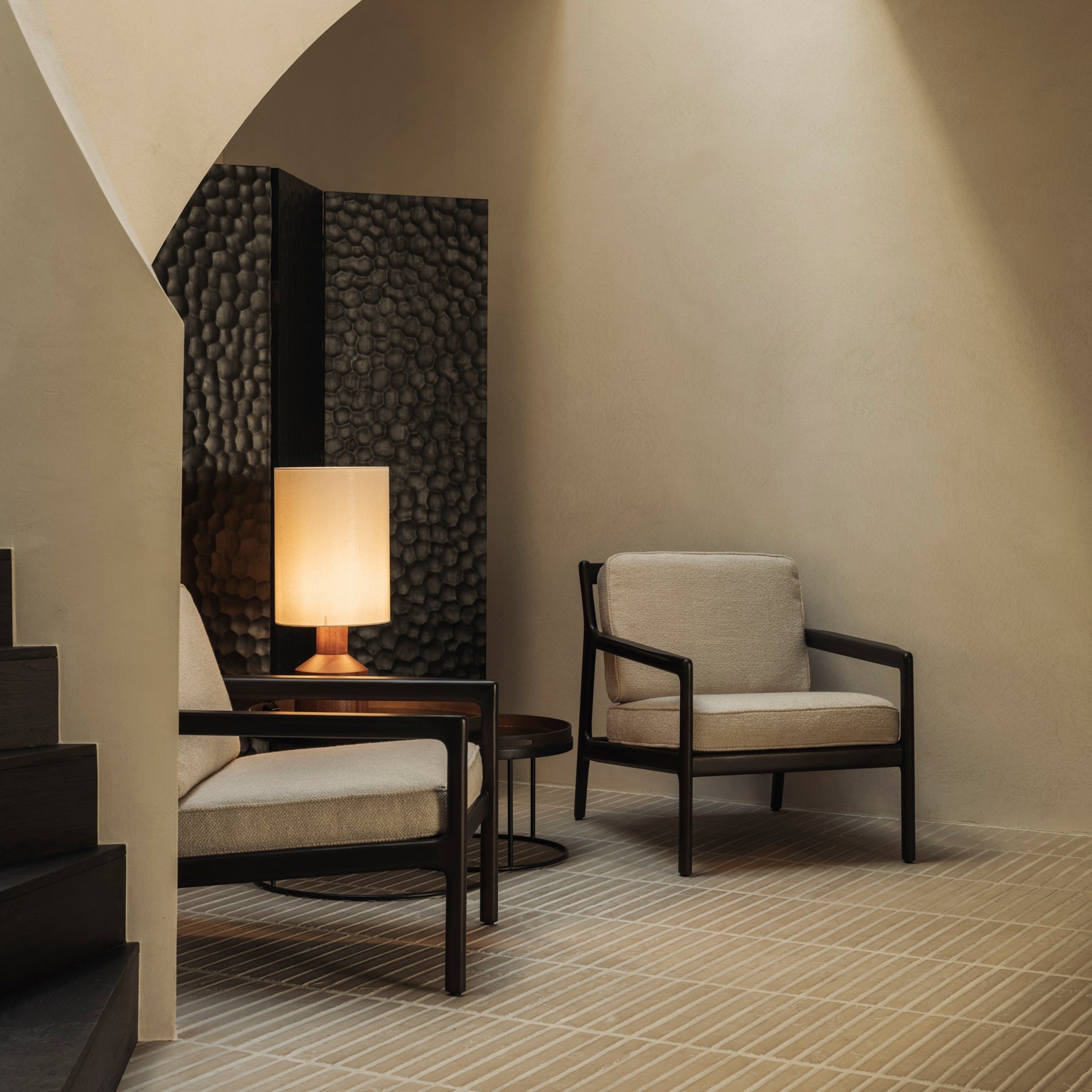 Ethnicraft Chopped Room Divider styled in an interior setting
