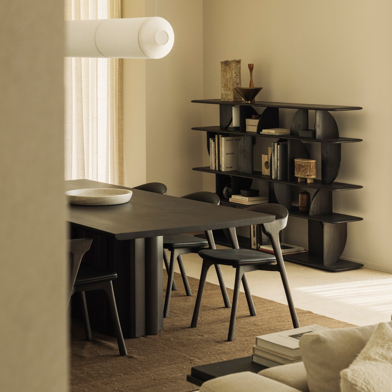Ethnicraft Geometric Rack styled in a dining room