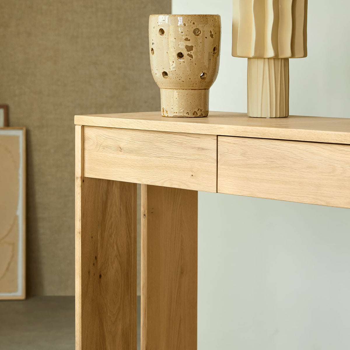 Tikamoon Eden oak console table, rear view
