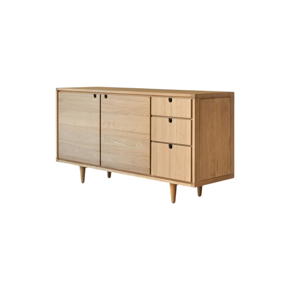 Tikamoon Jonàk sideboard in solid oak, styled in a living room