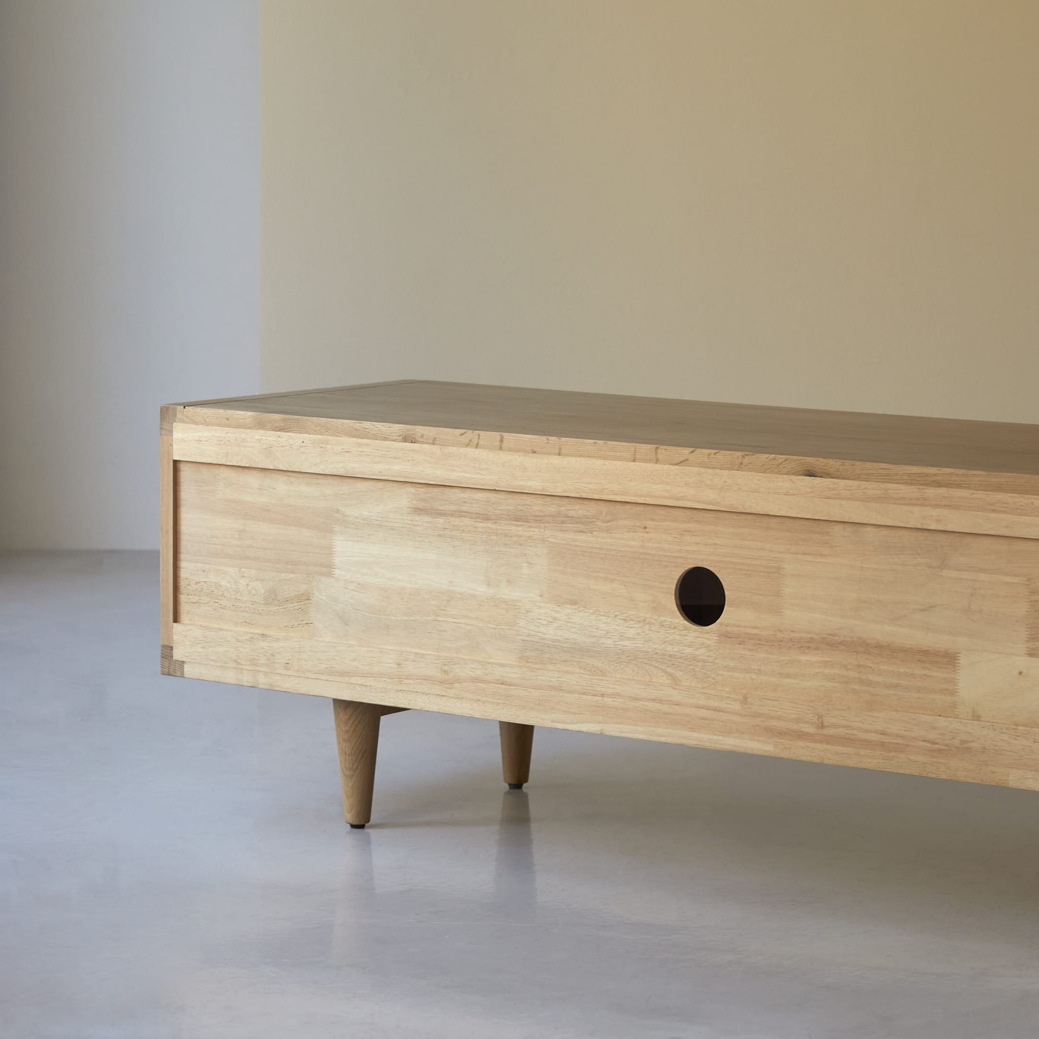 Tikamoon Jonàk TV stand in solid oak, another angle