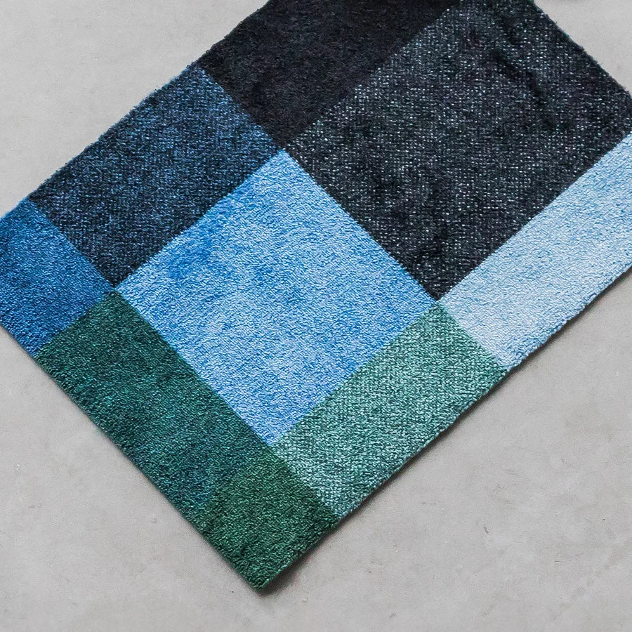 Heymat Mix Doormat in Forest, recycled PET yarn doormat, Norwegian sustainable design
