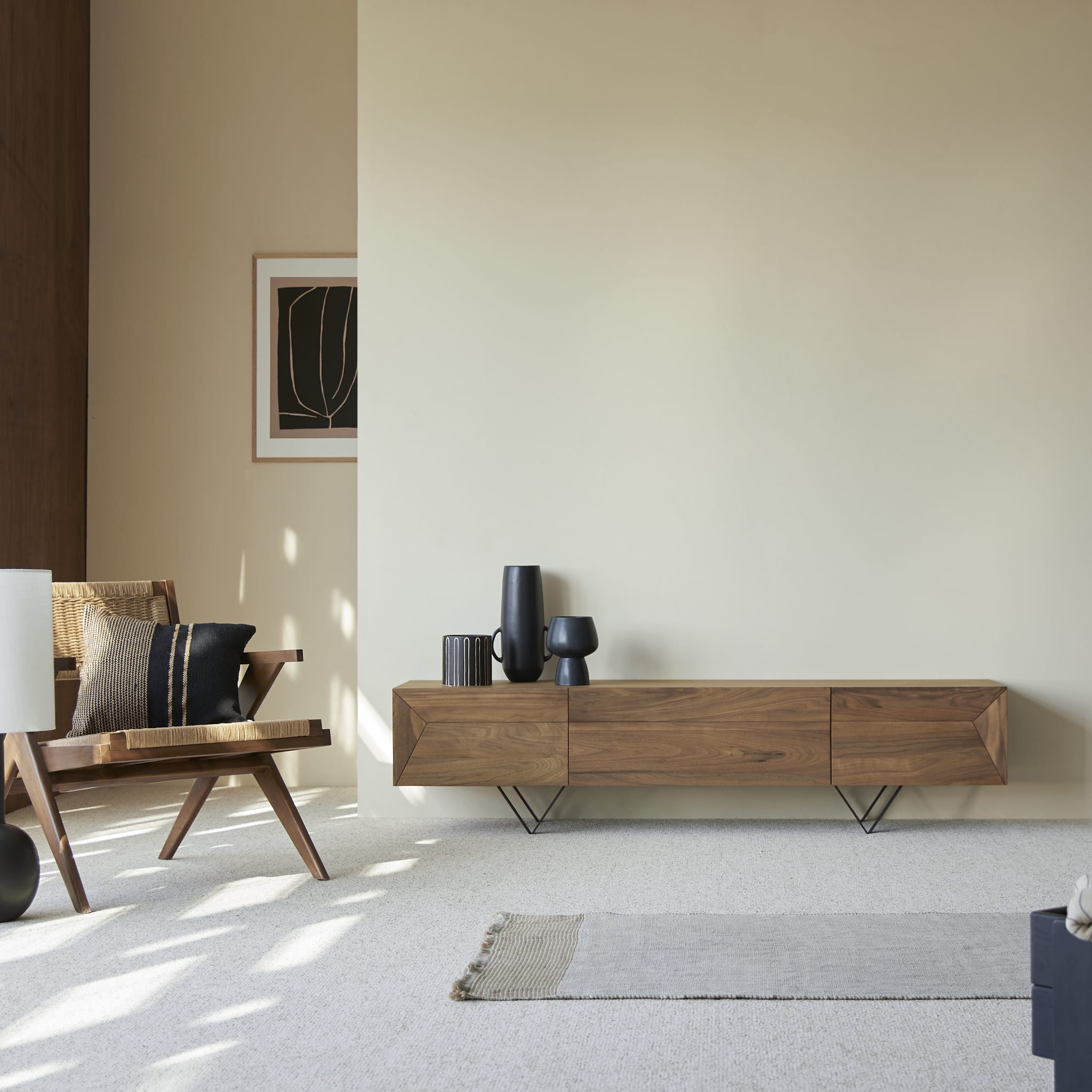 Tikamoon Metric TV stand in solid walnut