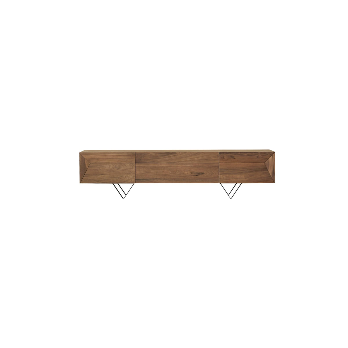 Close-up of drawer front and pull on the Tikamoon Metric TV stand