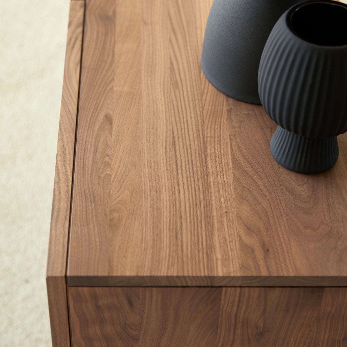 Tikamoon Metric sideboard in solid walnut, front view