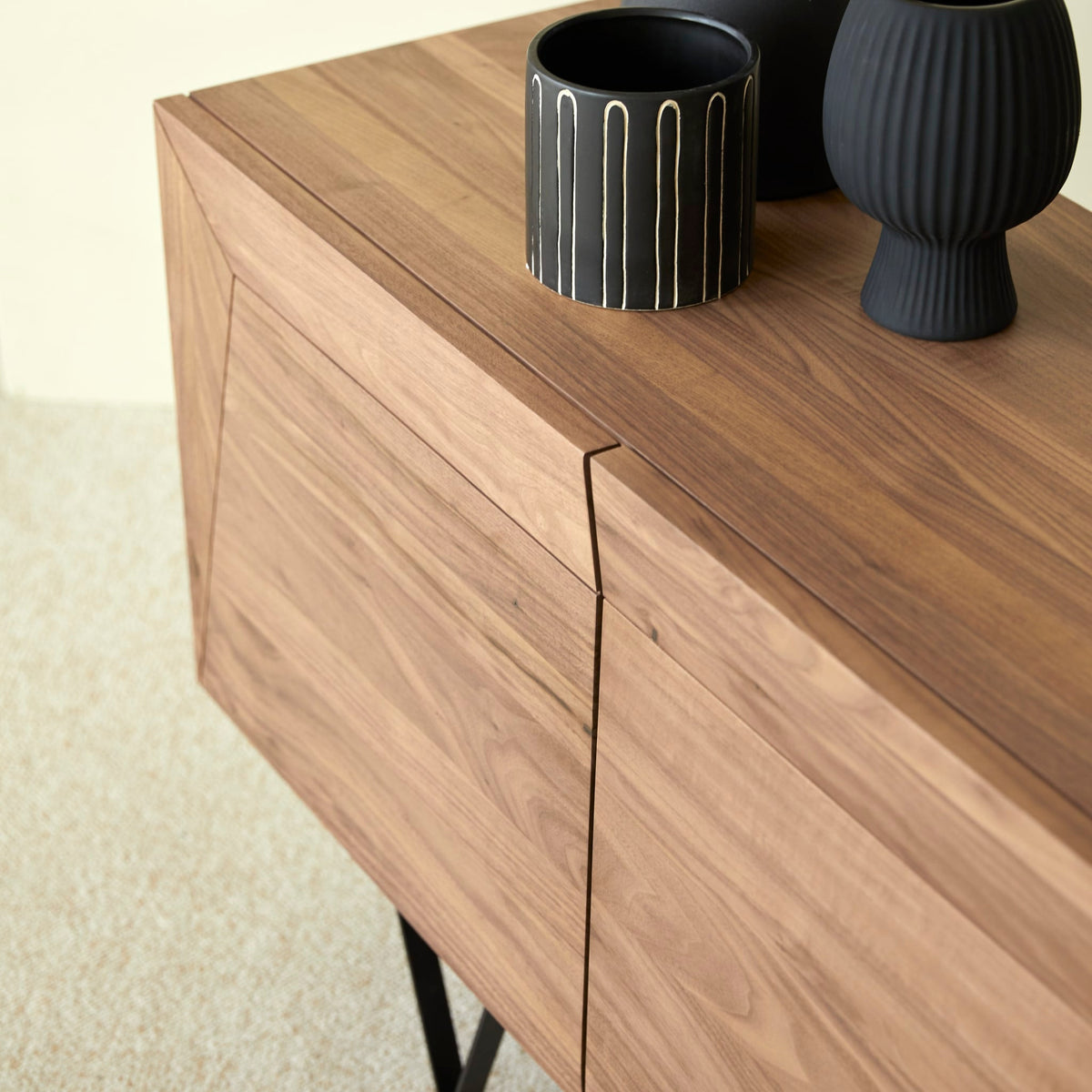 Tikamoon Metric sideboard in solid walnut, rear view