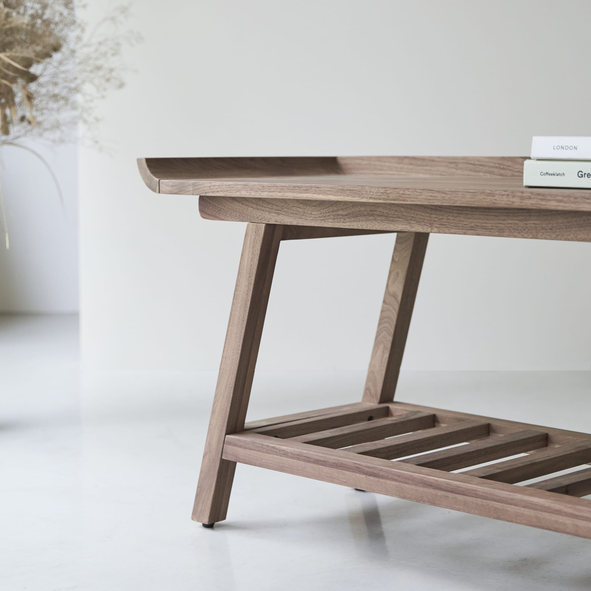 Tikamoon Pampa low console table in solid walnut, rear view
