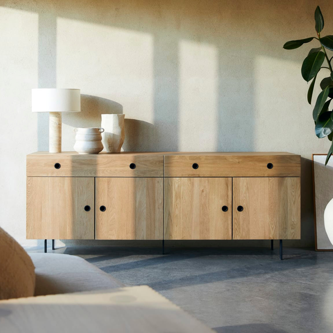 Tikamoon Jeanne sideboard in solid oak, another angle