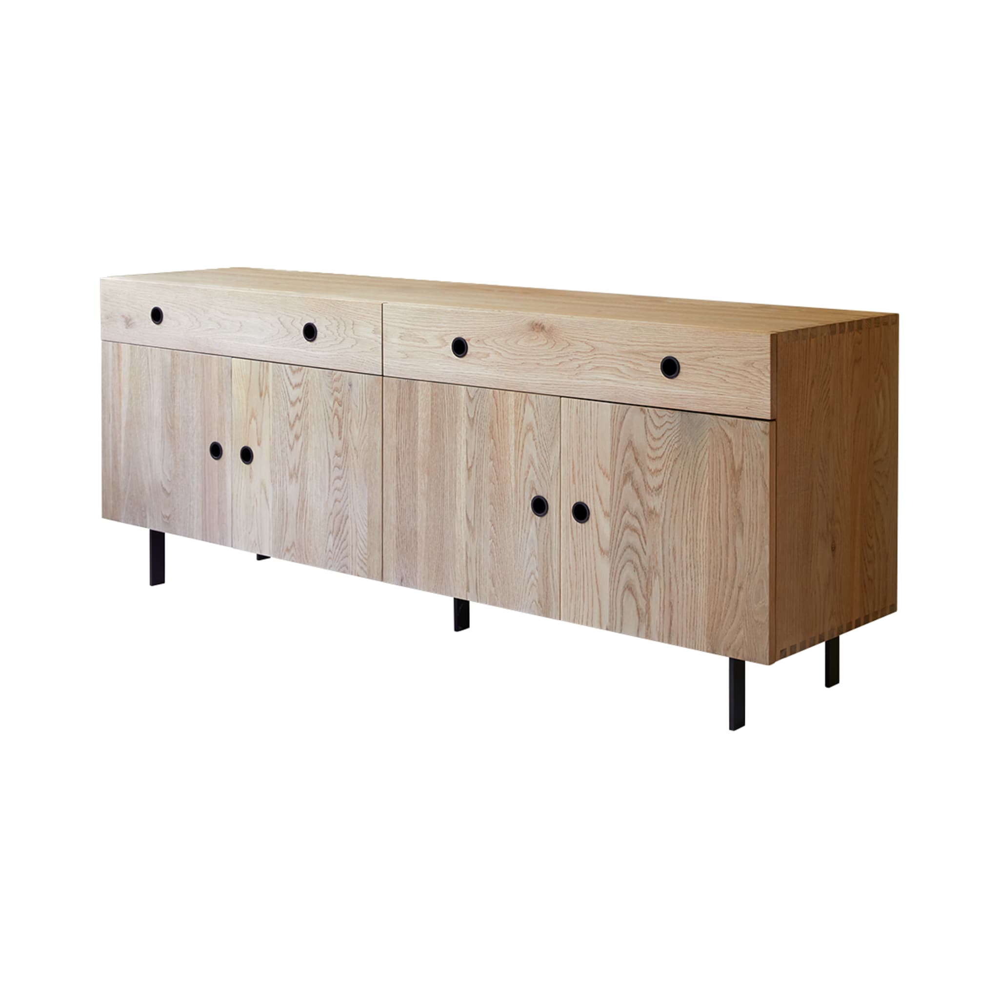 Close-up of door hardware and hinge detail on the Tikamoon Jeanne sideboard