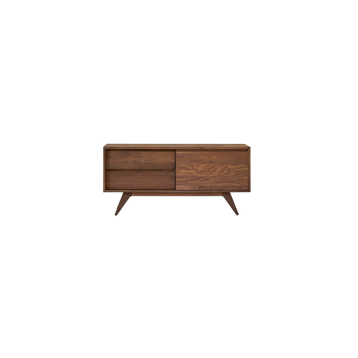 Close-up of drawer front and pull on the Tikamoon Esmée TV stand