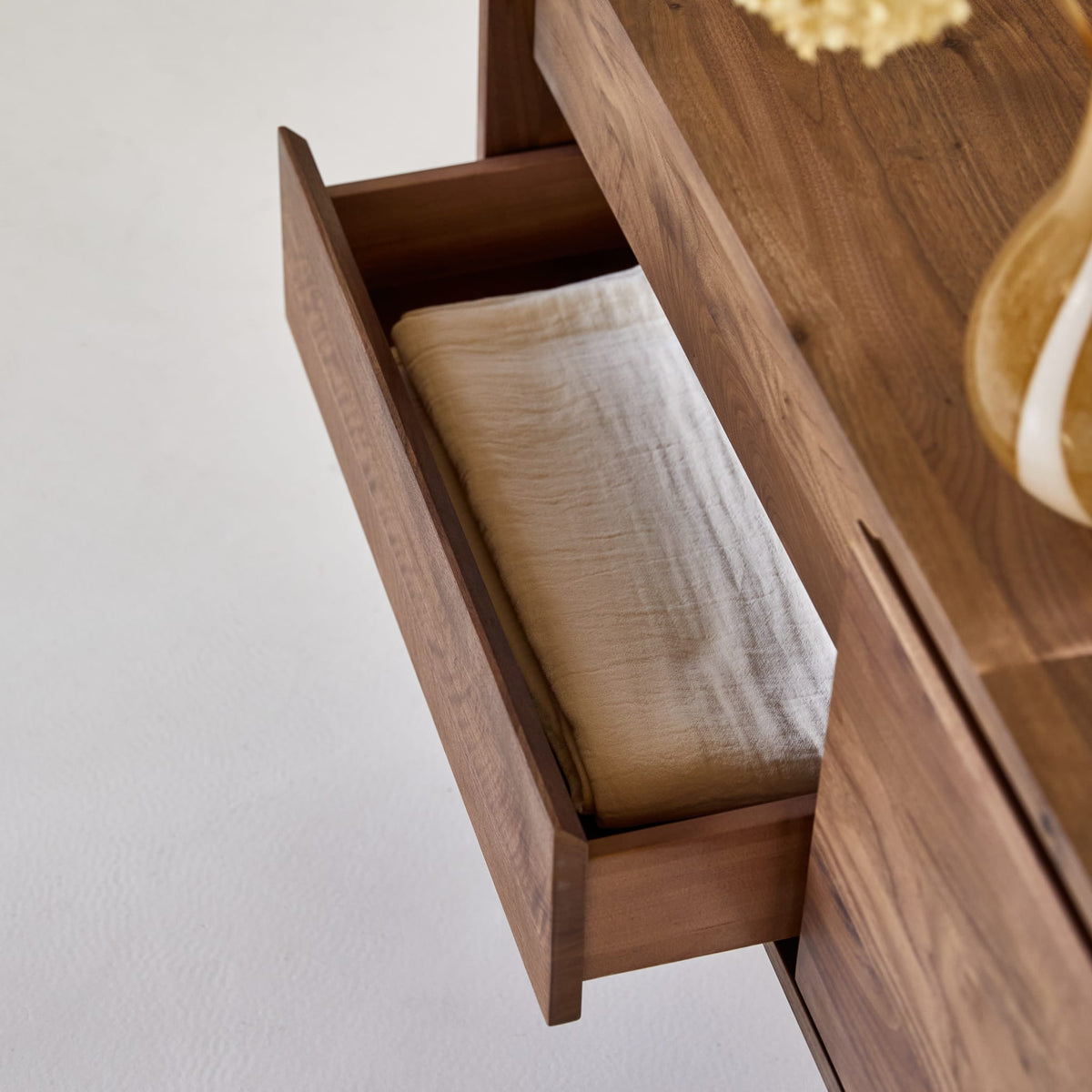 Tikamoon Esmée TV stand in solid walnut, alternate angle