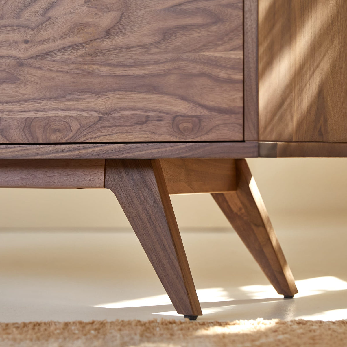Tikamoon Esmée TV stand in solid walnut, opposite side view