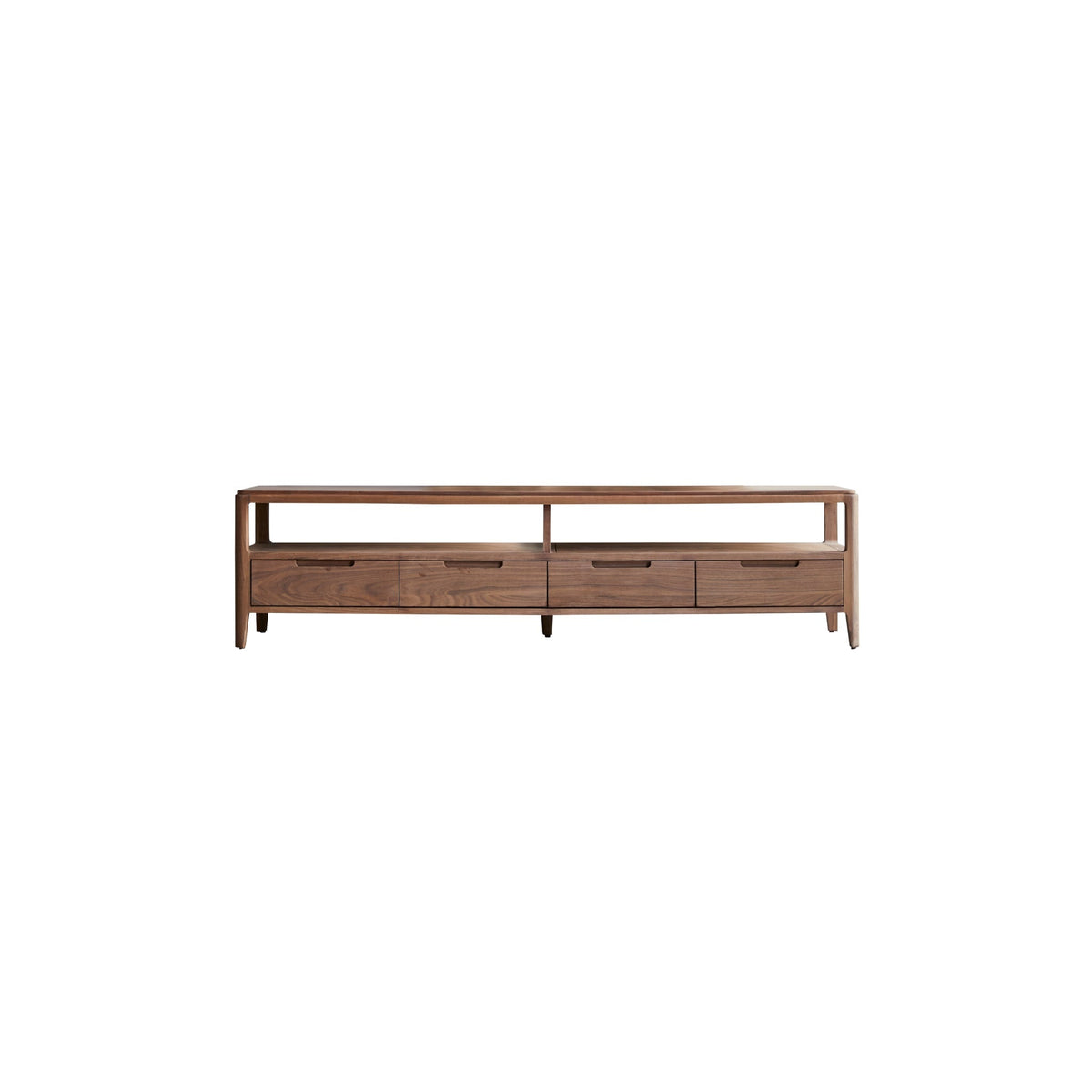 Tikamoon Arto TV stand in solid walnut, styled in a living room