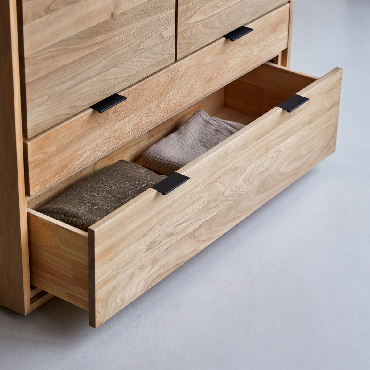 Tikamoon Senson sideboard in solid oak, angled view