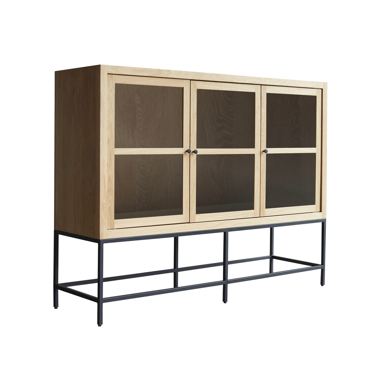 Babeth oak and glass cabinet, additional angled view