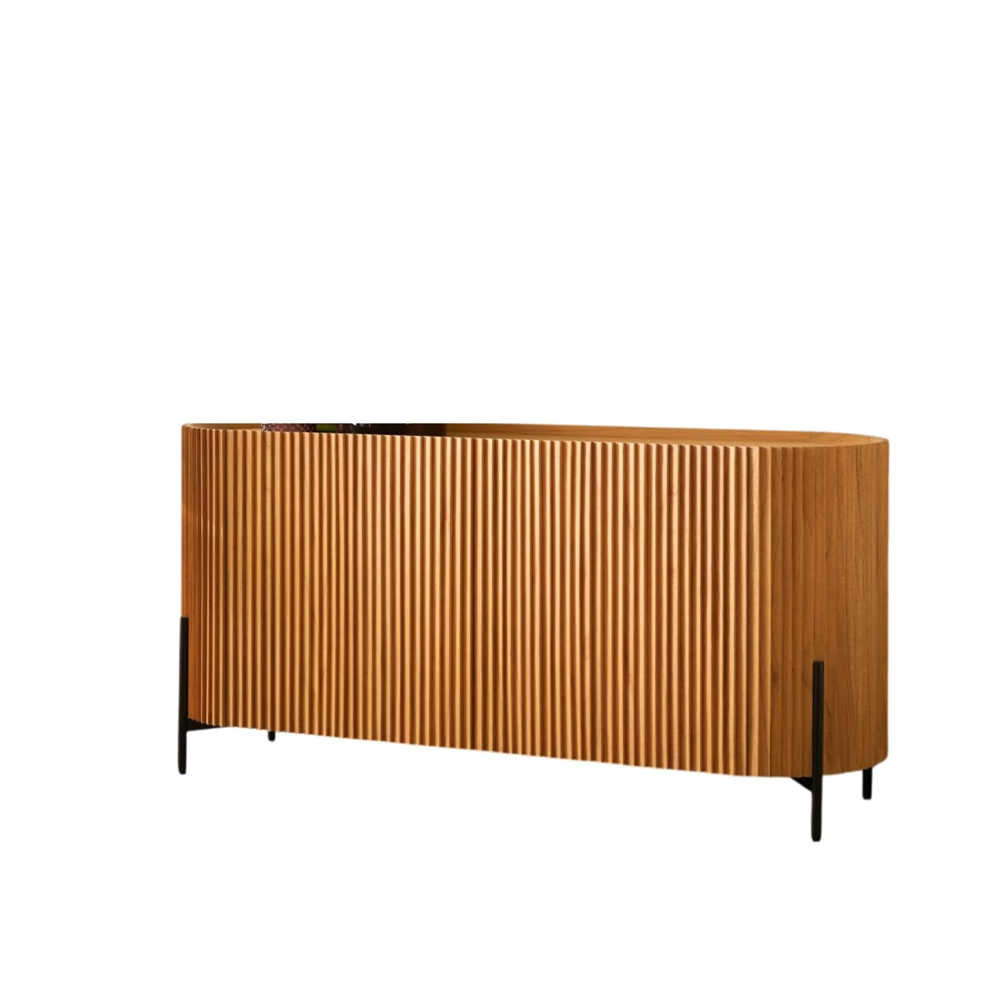 Close-up of mindi wood grain on the Tikamoon Lou Art Deco sideboard
