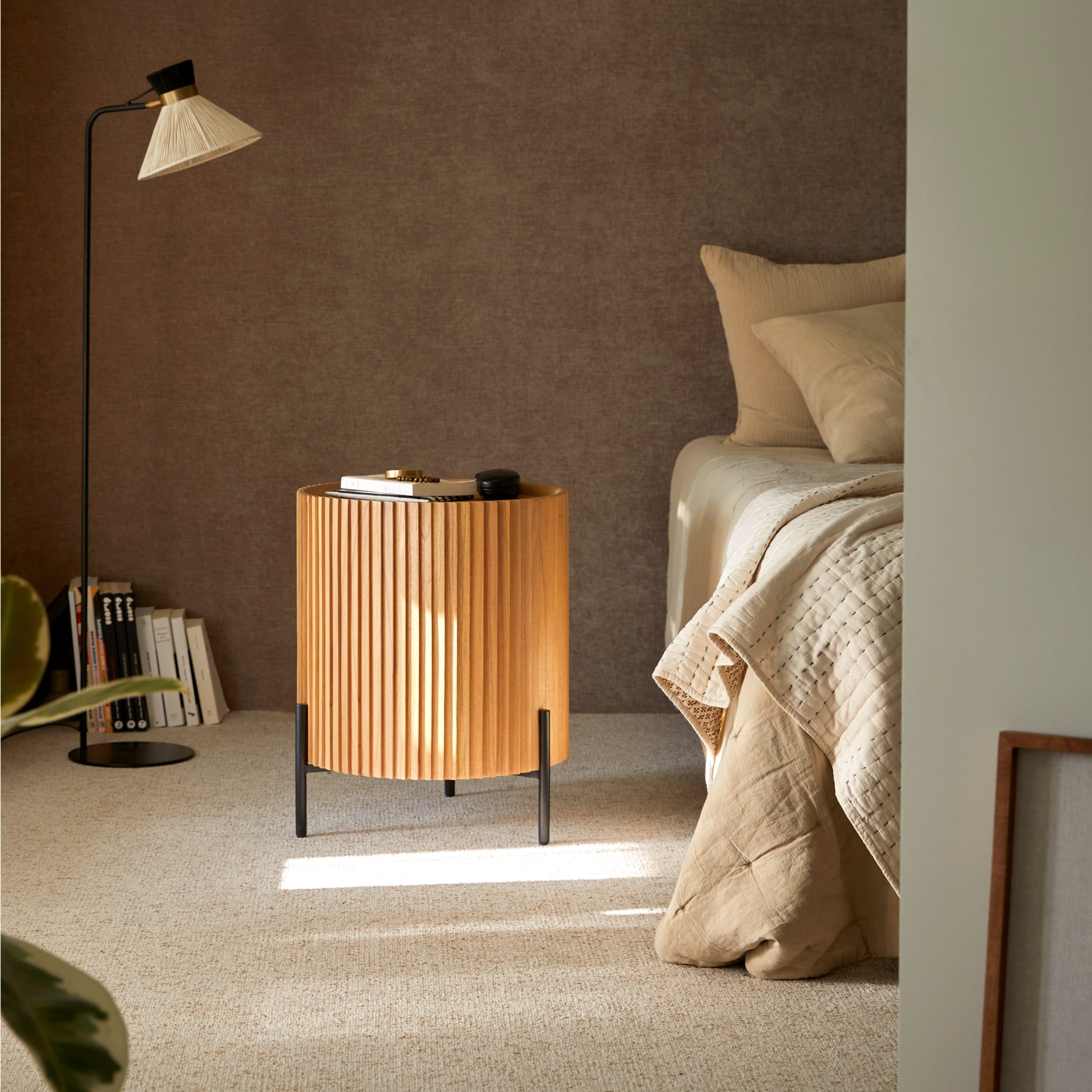 Tikamoon Lou Art Deco bedside table in mindi wood