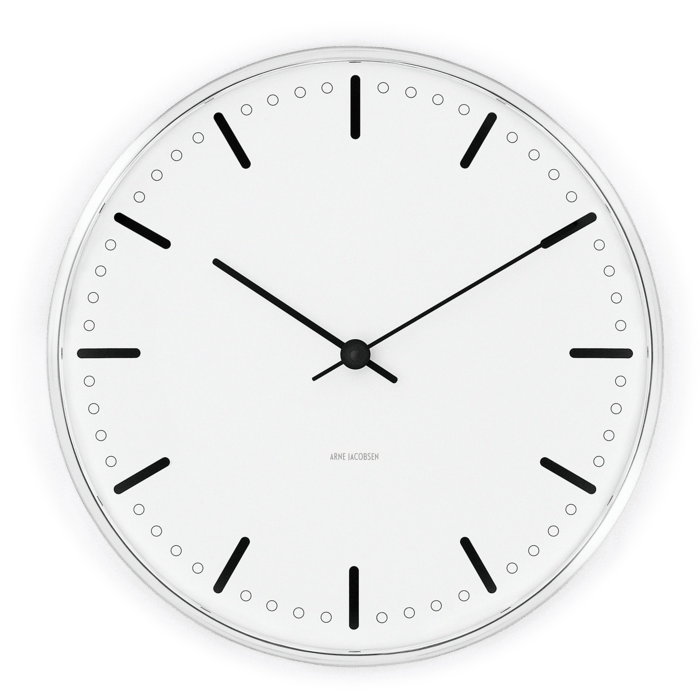 Arne Jacobsen City Hall Wall Clock White/Black
