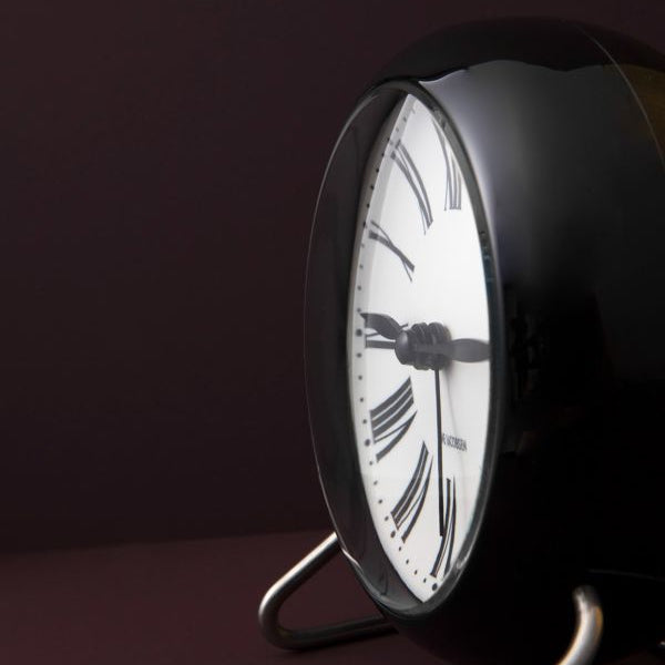 Arne Jacobsen Roman Table Clock White/Black H 4.7in Dia 4.3in