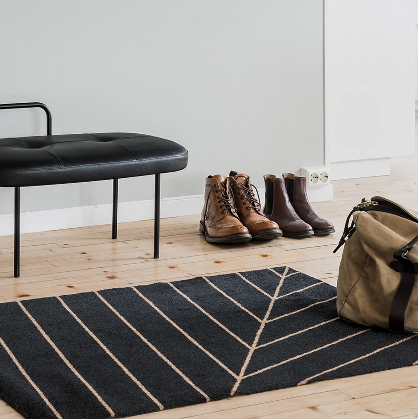 Heymat Eine in Nightfall, recycled PET yarn doormat, Norwegian sustainable design