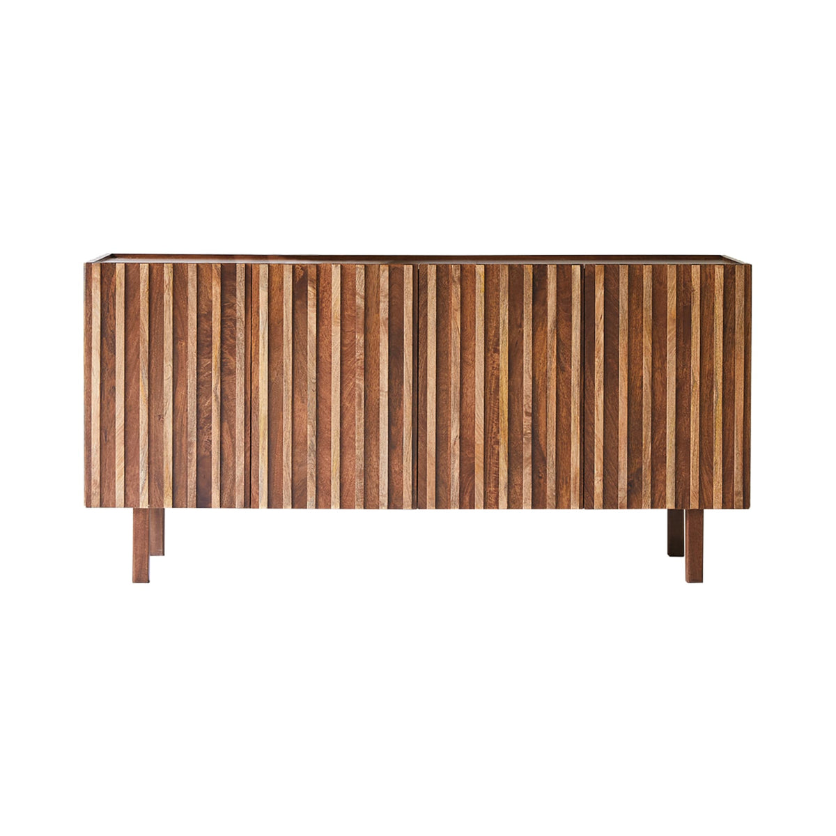 Close-up of the slatted door front on the Tikamoon Milo sideboard