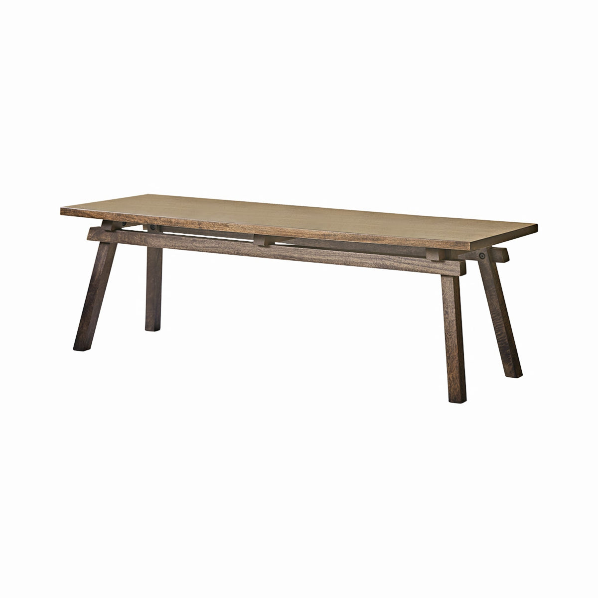 Tikamoon Arko mango bench in a styled interior, wide view