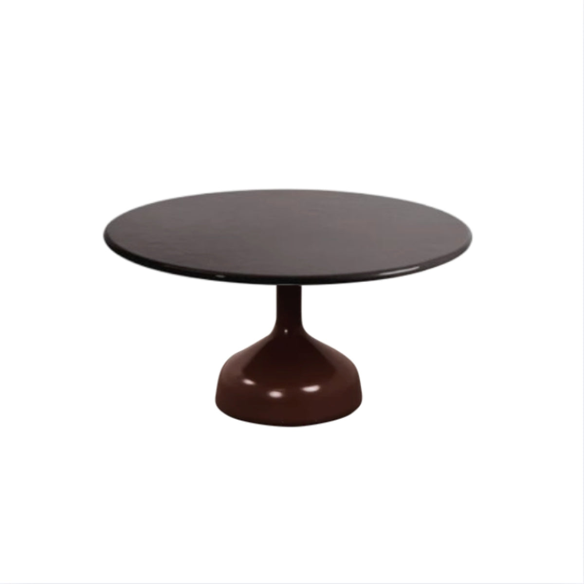 Cane-line Glaze large coffee table with a dark top on a burgundy ceramic base