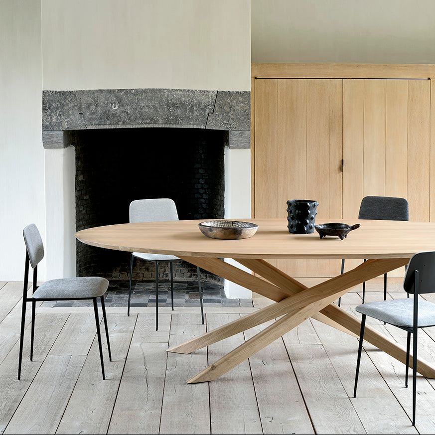 Ethnicraft Mikado Dining Table in oak styled in a dining room