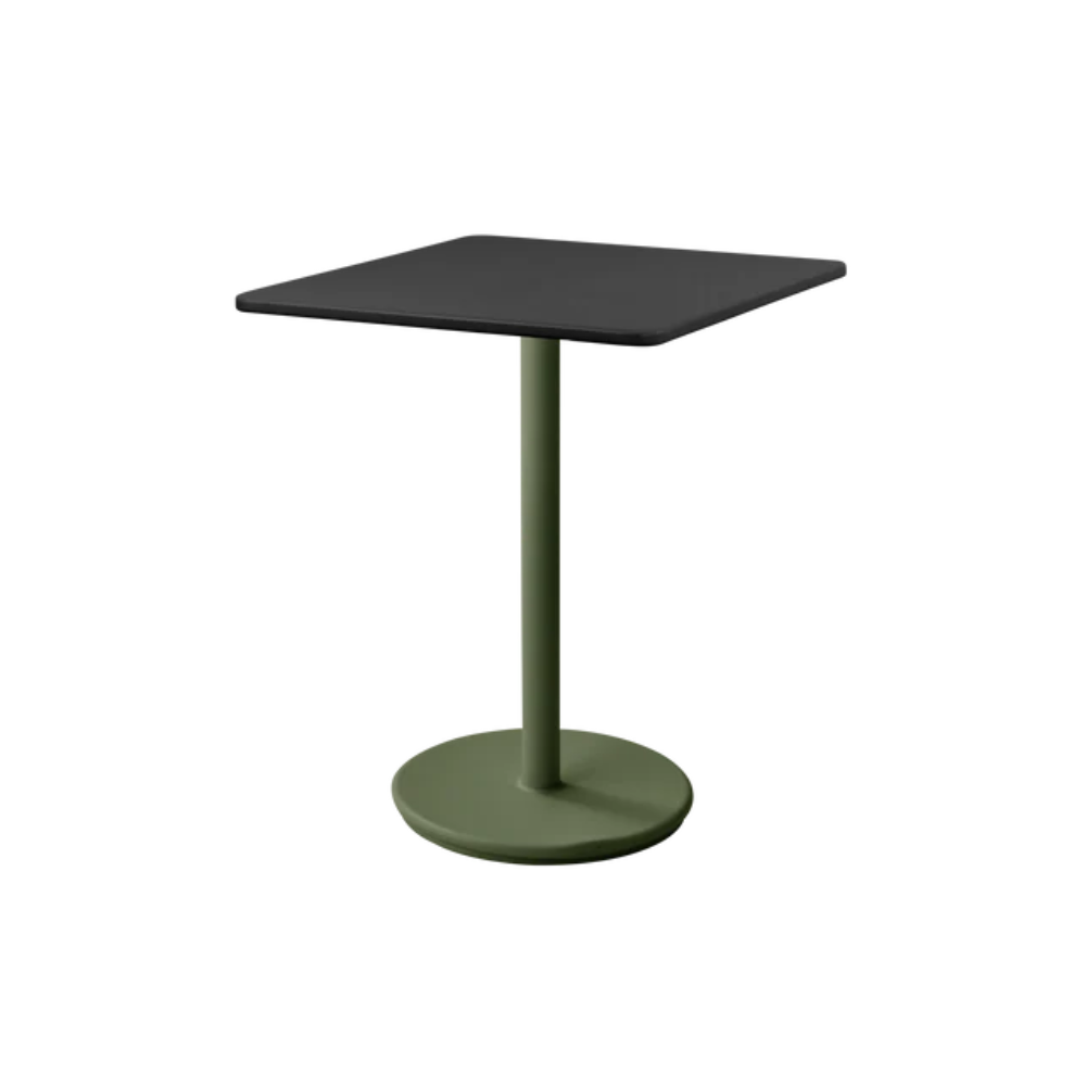 Cane-line Go Café Table Square 30×30" in Dark Green with Lava Gray table top, aluminum