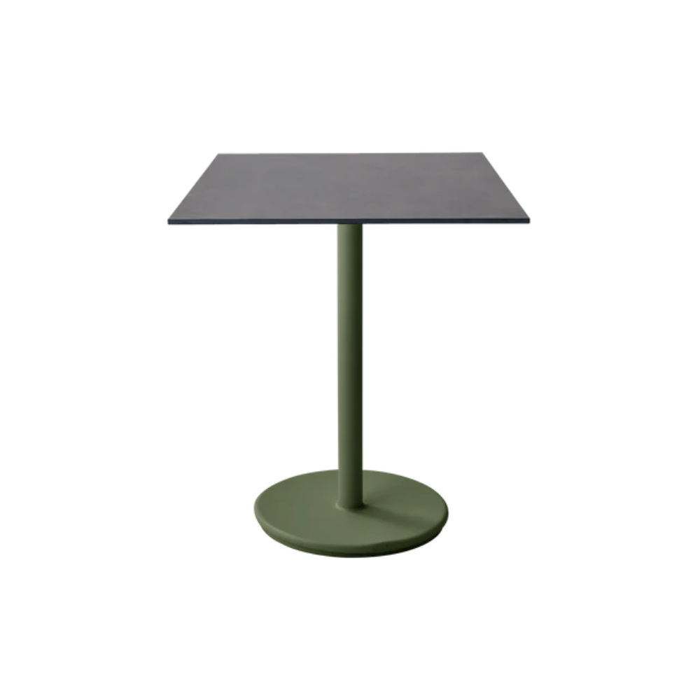 Cane-line Go Café Table Square 30×30" in Dark Green with Dark Gray table top, aluminum