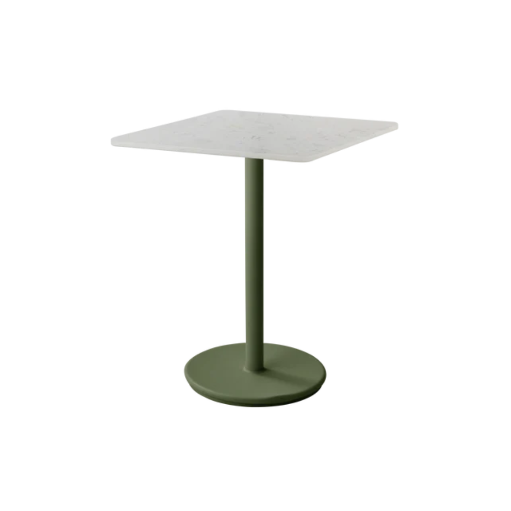 Cane-line Go Café Table Square 30×30" in Dark Green with Sand Multi Color table top, aluminum