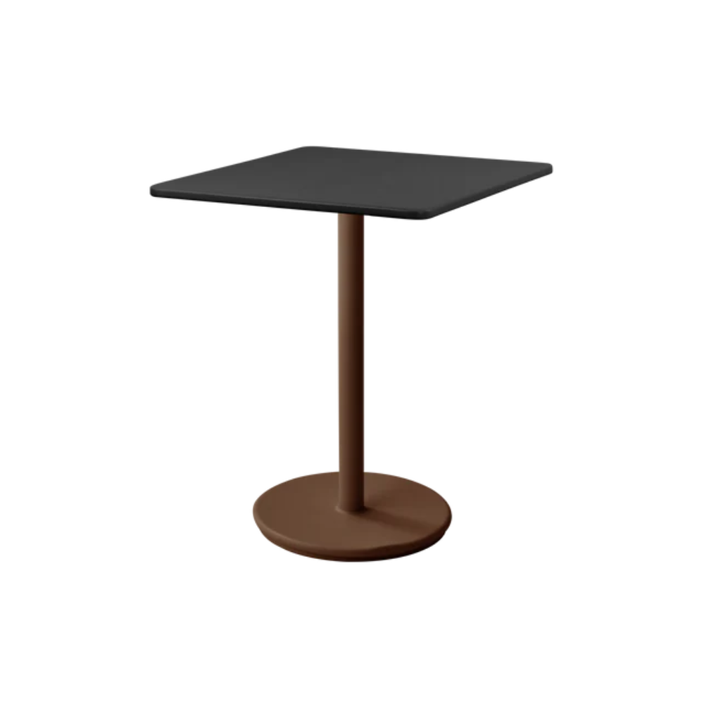 Cane-line Go Café Table Square 30×30" in Desert Red with Lava Gray table top, aluminum