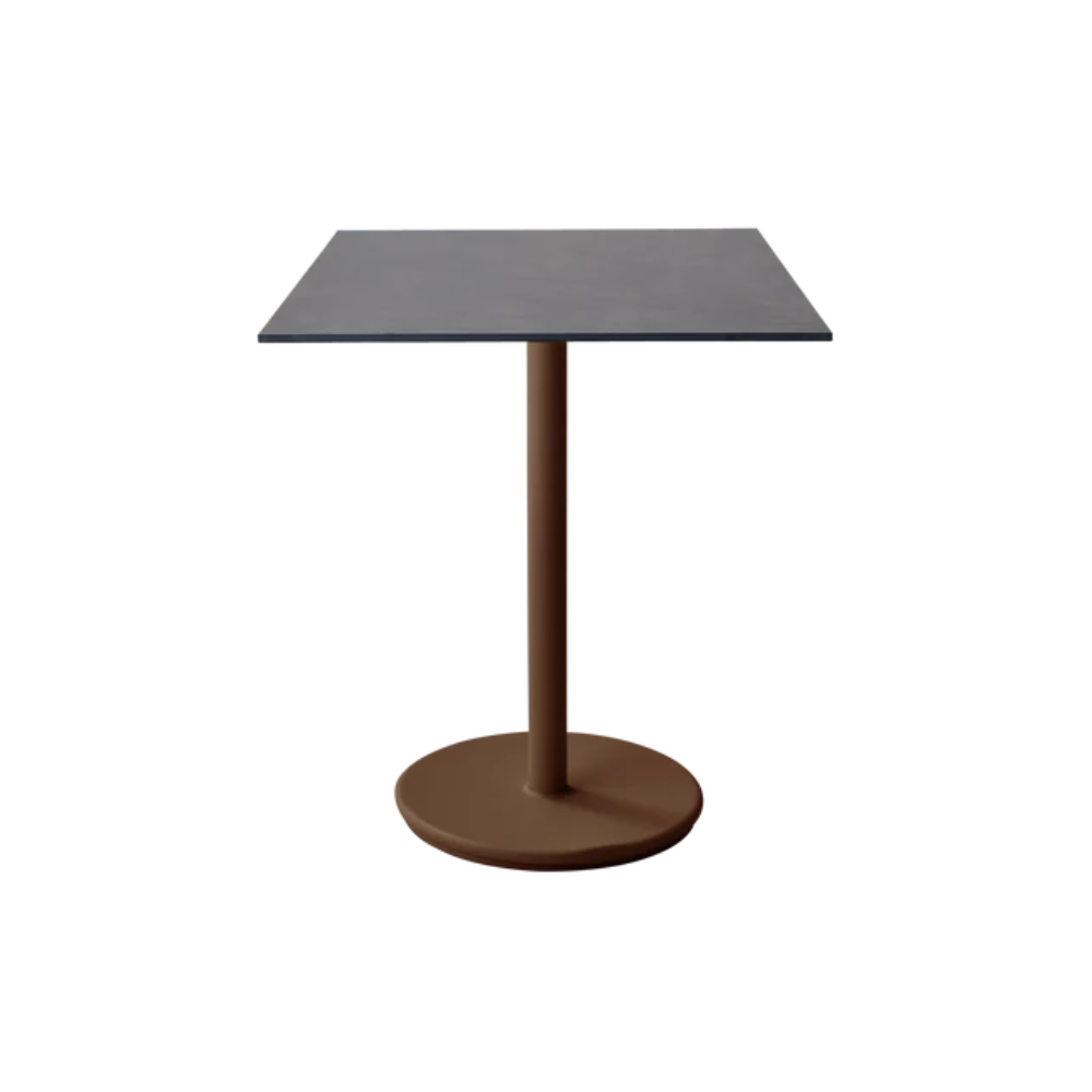 Cane-line Go Café Table Square 30×30" in Desert Red with Dark Gray table top, aluminum