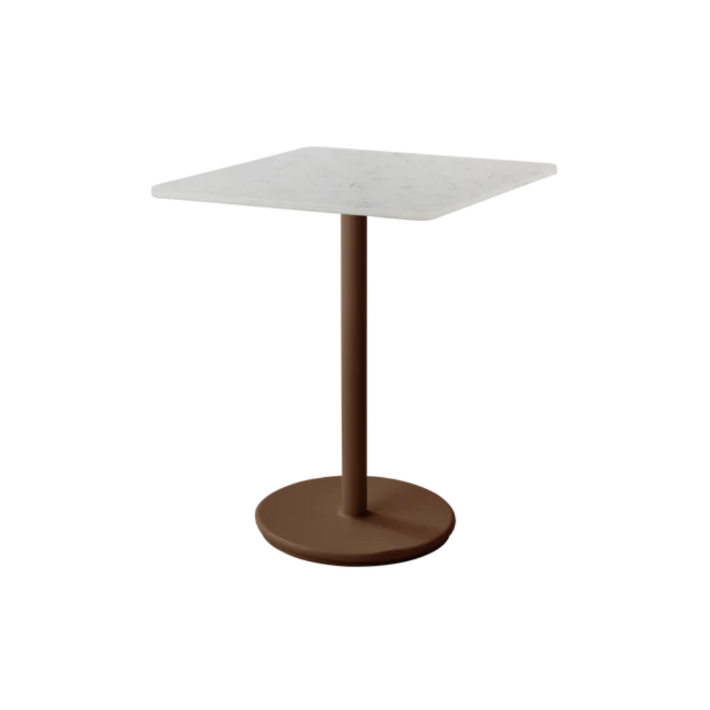 Cane-line Go Café Table Square 30×30" in Desert Red with Sand Multi Color table top, aluminum