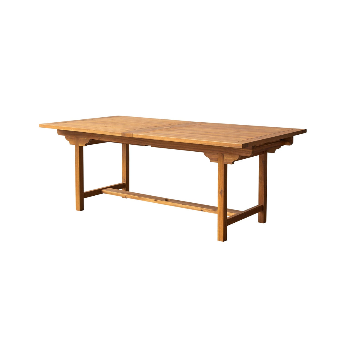 Tikamoon Capri rectangular extending garden table in solid acacia, styled on a patio
