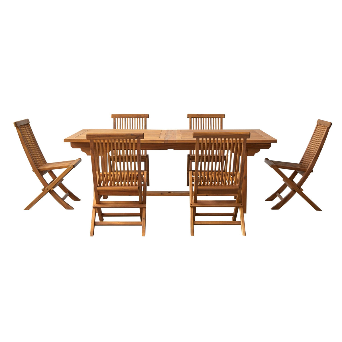 Tikamoon Capri rectangular acacia dining set styled on a patio