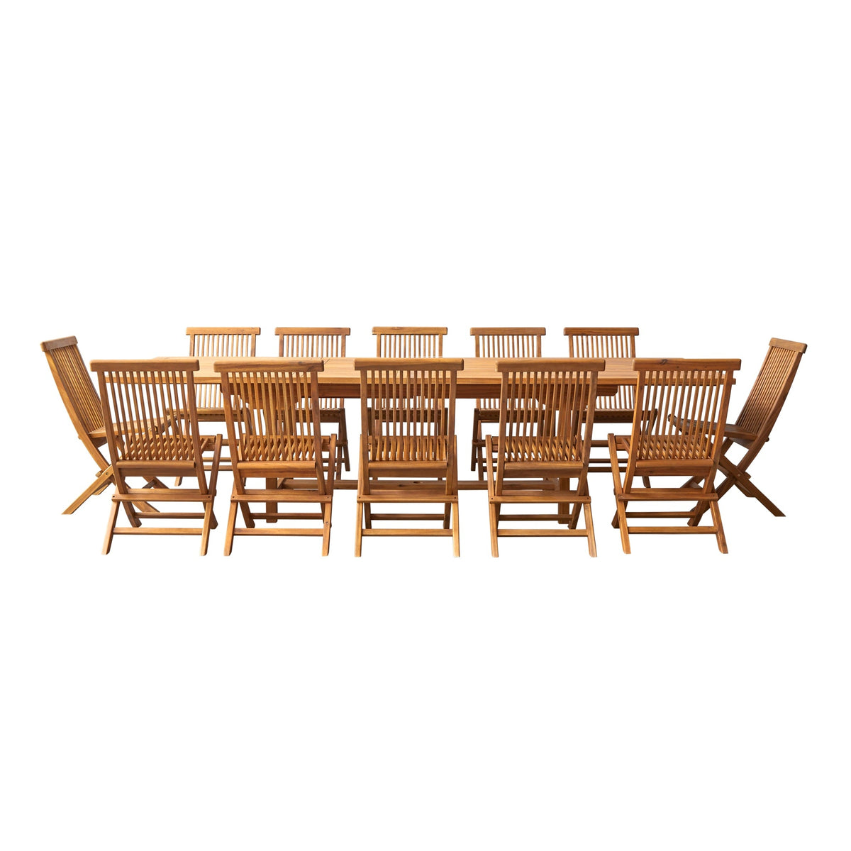 Tikamoon Capri rectangular garden dining set in solid acacia, styled on a patio
