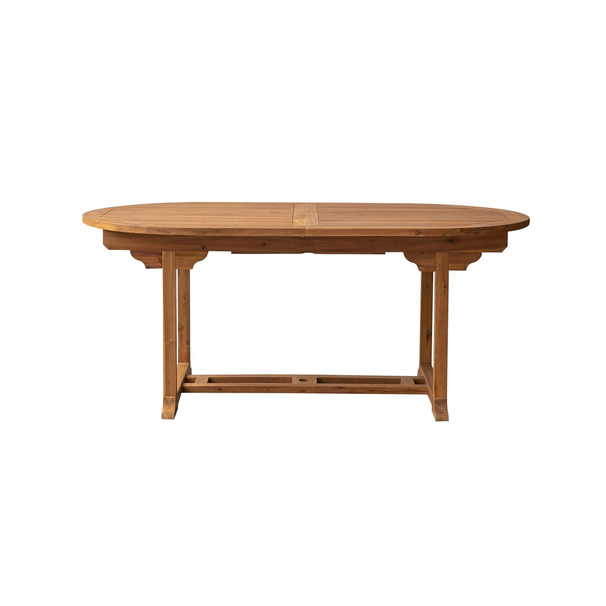 Tikamoon Capri oval extending garden table in solid acacia, styled on a terrace