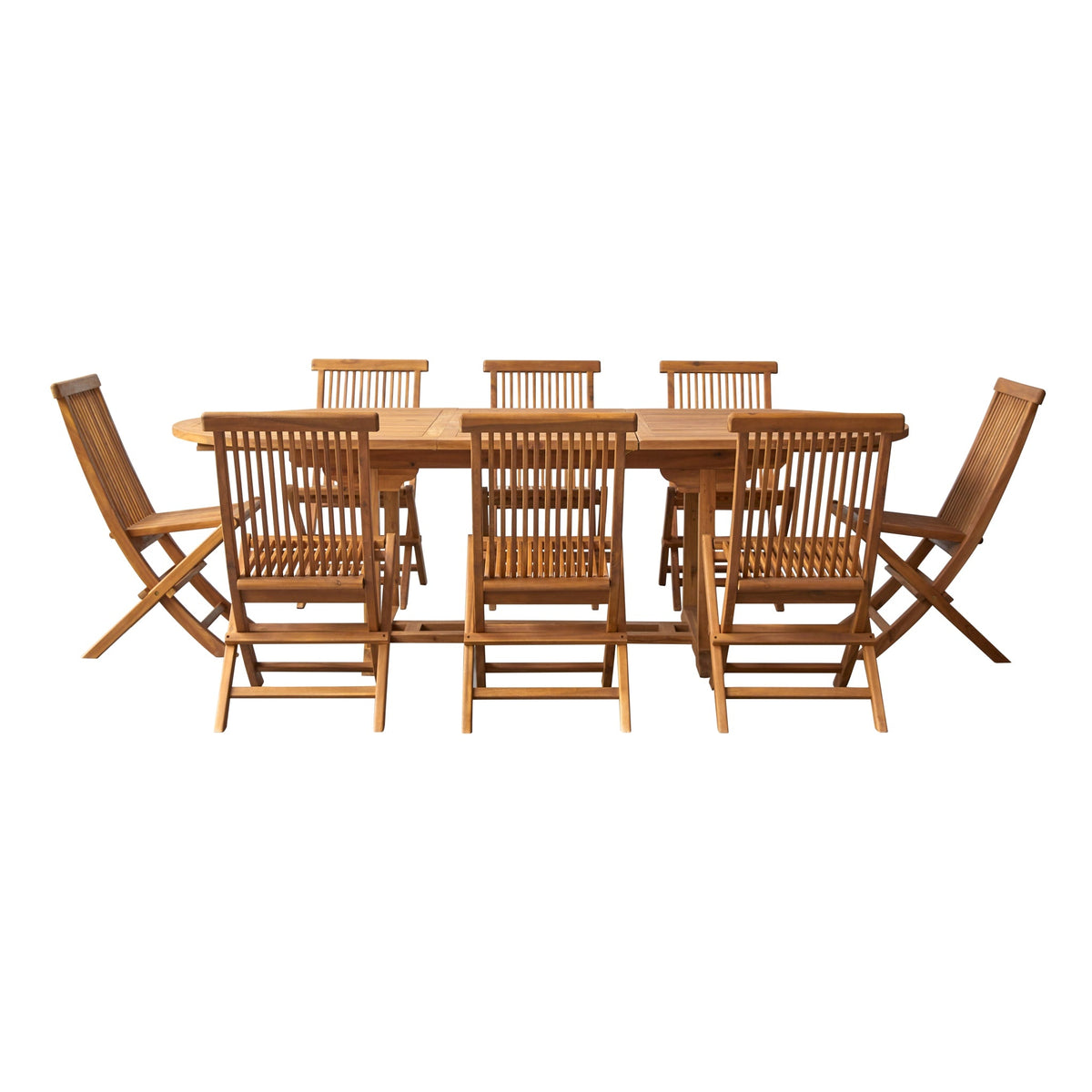 Tikamoon Capri oval acacia dining set styled on a garden terrace
