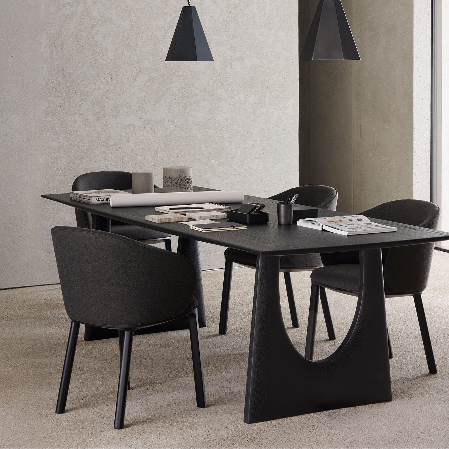 Ethnicraft Unda Dining Chair in oak styled in a dining room