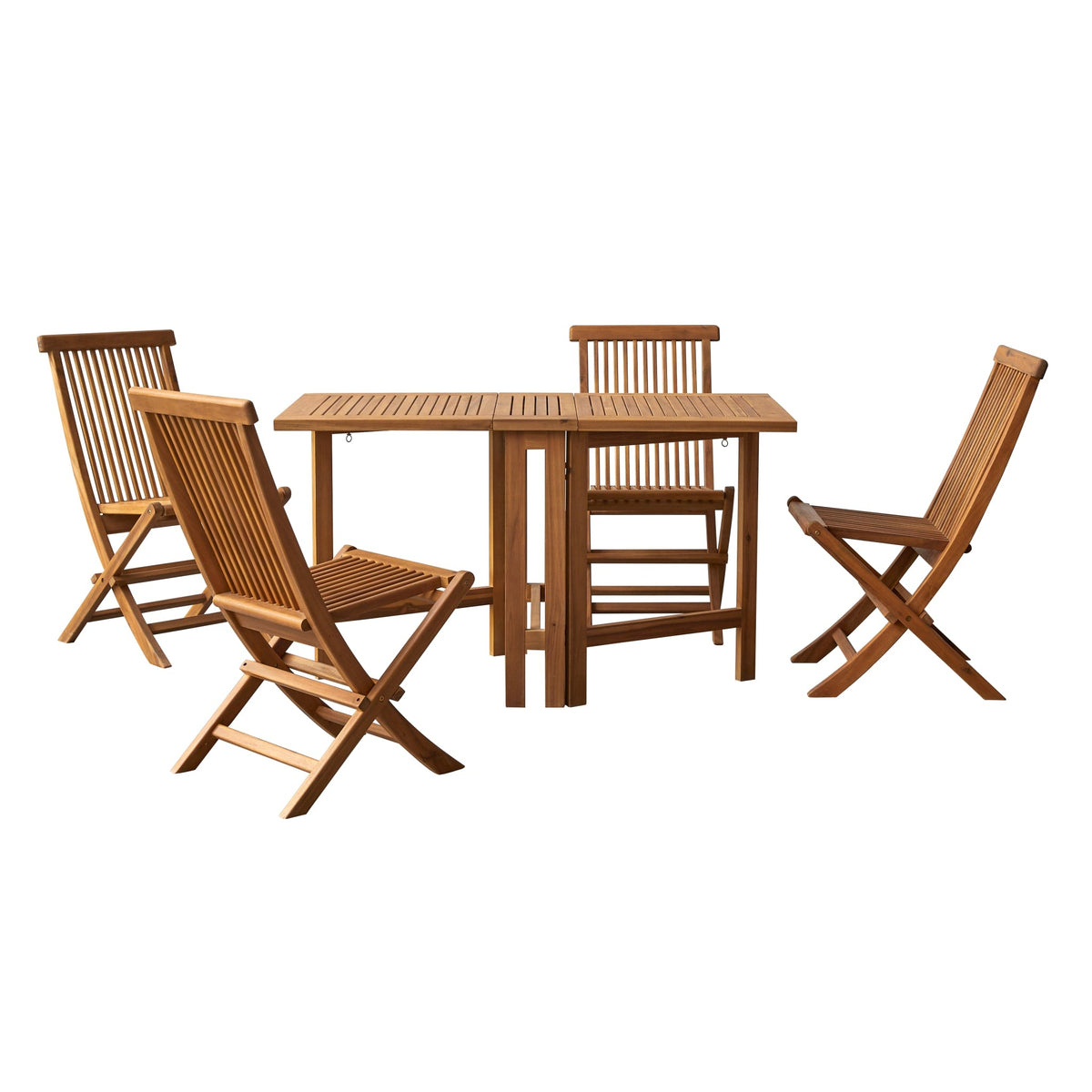 Tikamoon Capri folding garden dining set in solid acacia, styled on a balcony