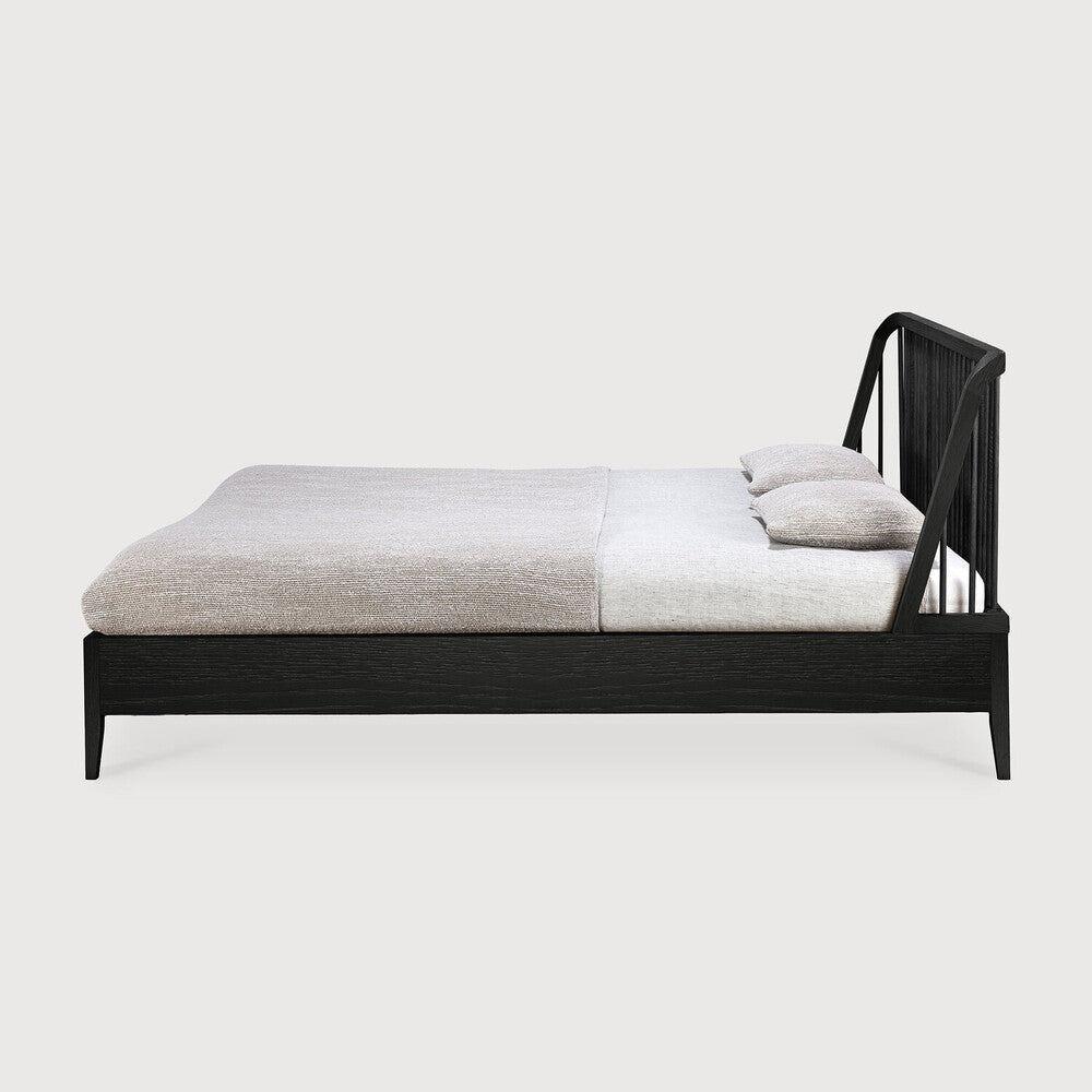 Ethnicraft Oak Spindle Bed in oak, FSC-certified solid oak, Belgian solid wood furniture