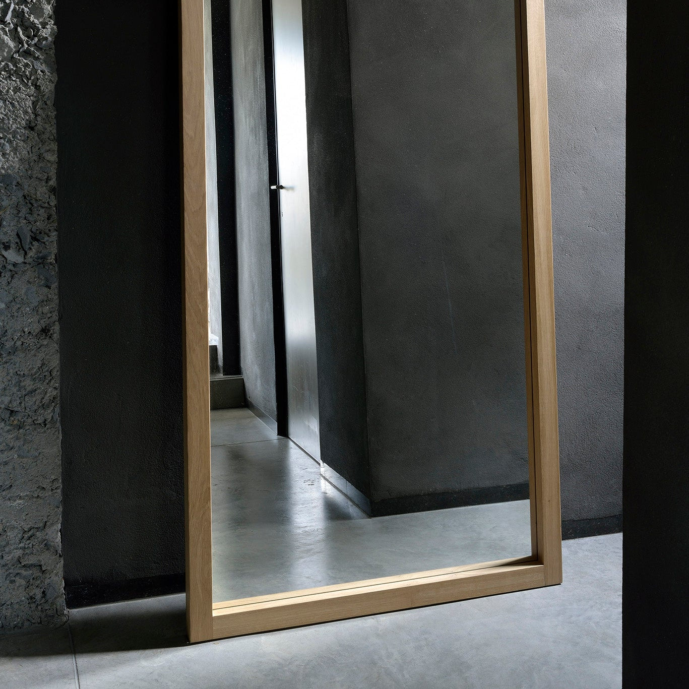Ethnicraft Light Frame Floor Mirror with bronzed glass and Belgian craftsmanship