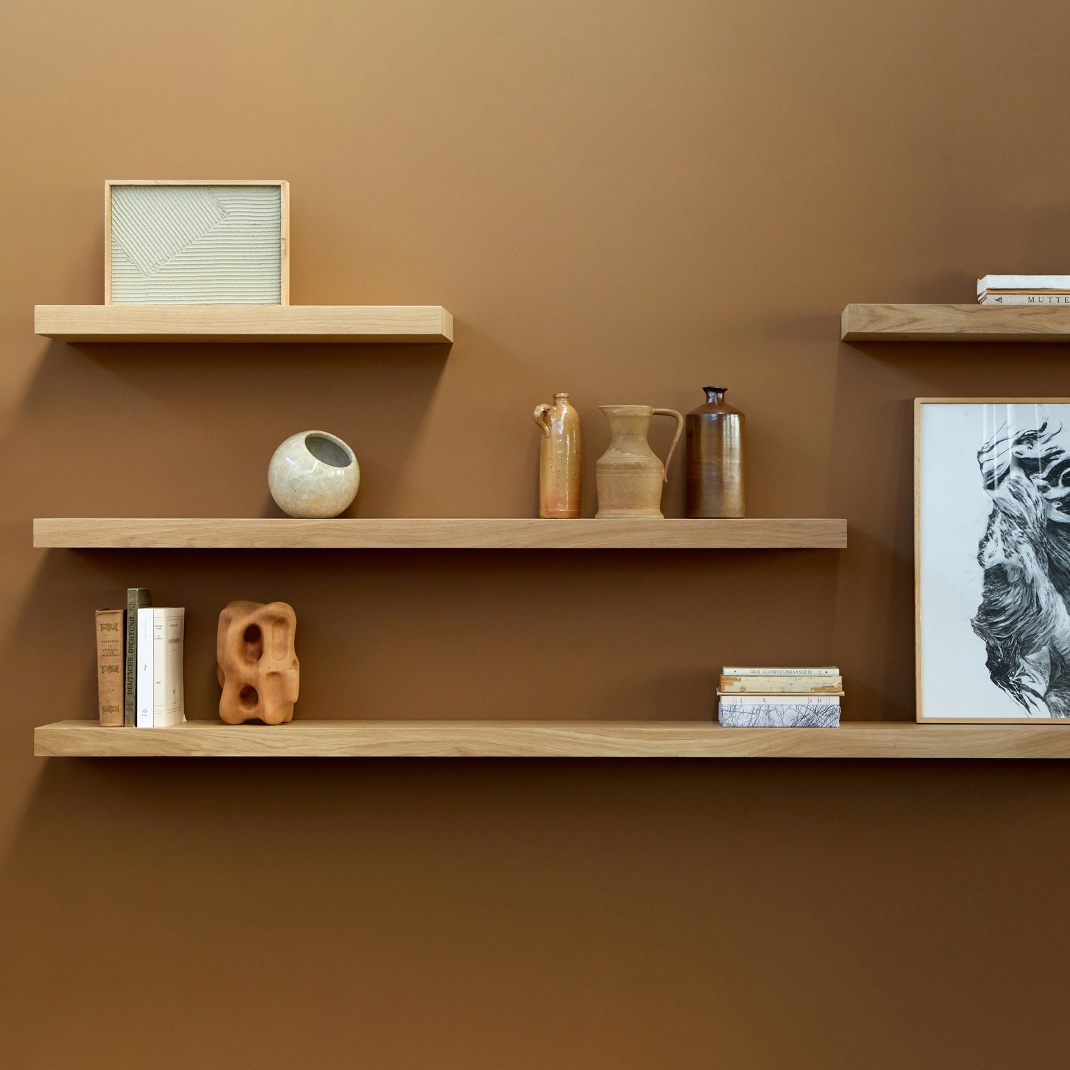 Ethnicraft Wall Shelf in oak, FSC-certified solid oak