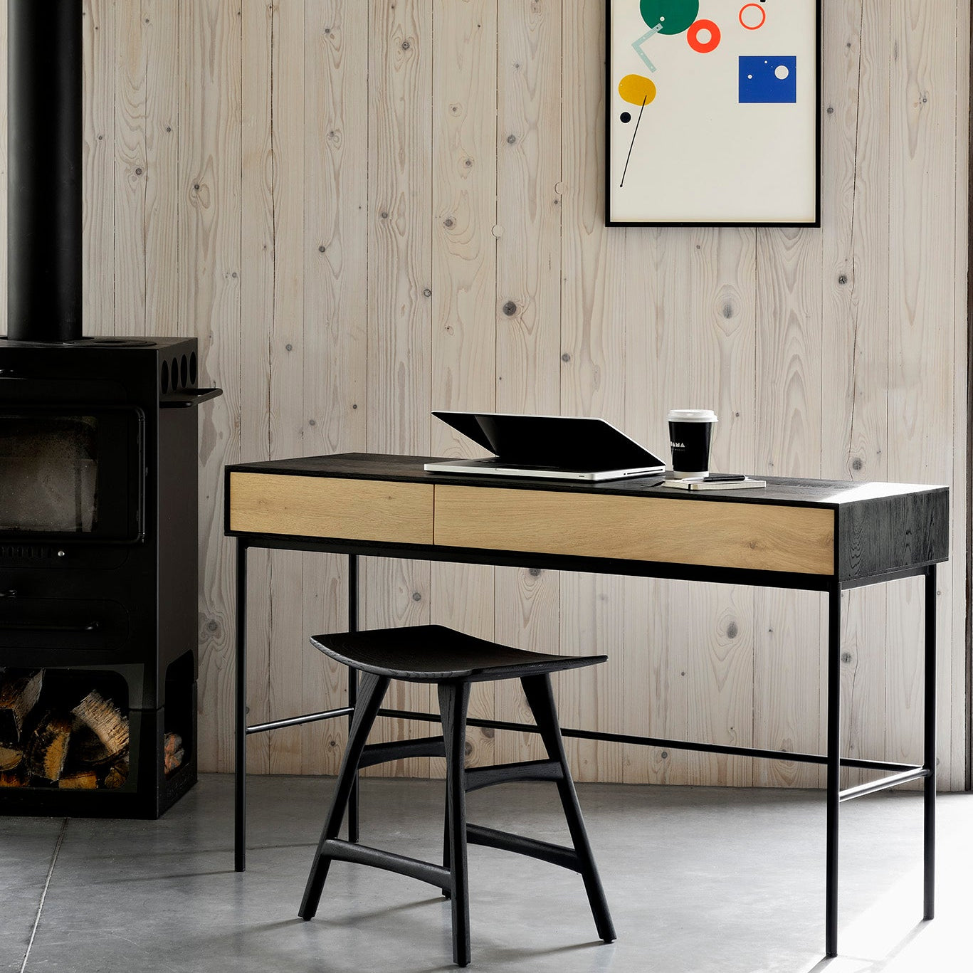 Ethnicraft Osso Counter Stool in oak, FSC-certified solid oak
