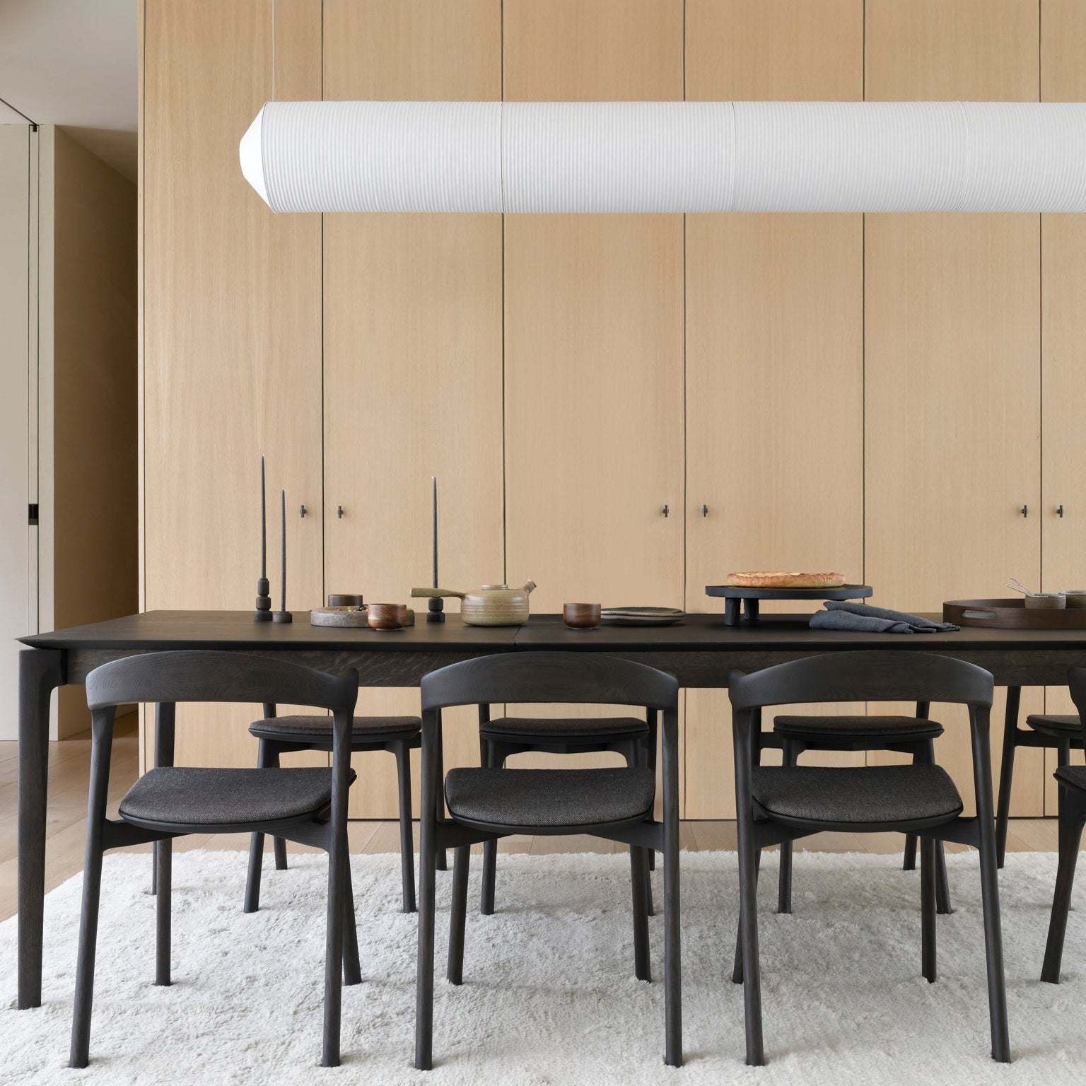 Ethnicraft Bok Extendable Dining Table in oak styled in a dining room