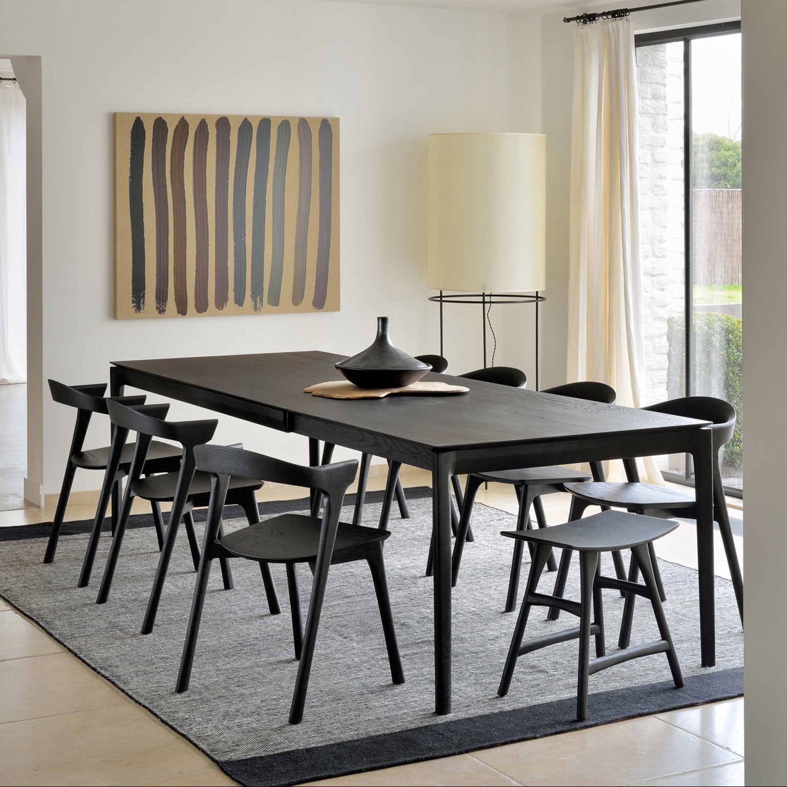 Ethnicraft Bok Extendable Dining Table in oak styled in a dining room